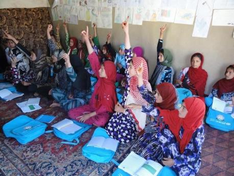 Girls participating in a UNICEF-supported accelerated learning program in Anaba district, Panjshir, Afghanistan.
