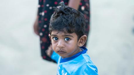  A boy living in the Maldives where many communities face heightened risks of climate change impacts and where UNICEF supports adaptation and mitigation measures.