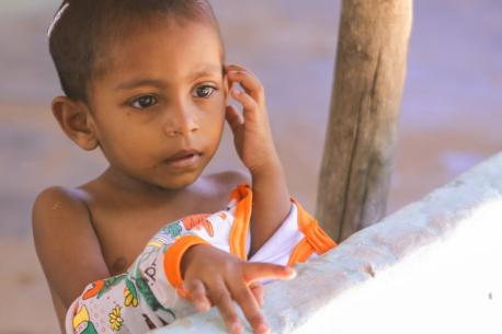 Krishanthi, 3, at home in Shanthipuram, Kilinochchi, Sri Lanka, a country in crisis.