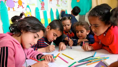 Children attending class at the renewed Koranic school, in Bol, in the West of Chad