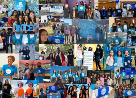 several images of UNICEF Uniters