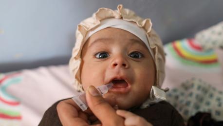 Baby receiving Polio vaccine