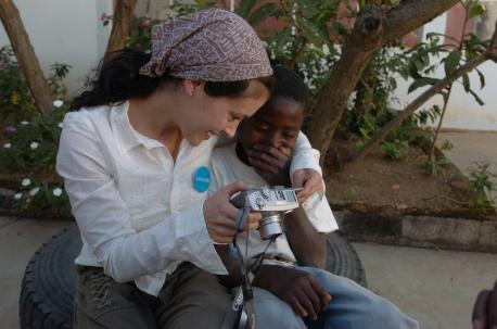 UNICEF Ambassador Alyssa Milano with a young boy she met during a trip to Angola.