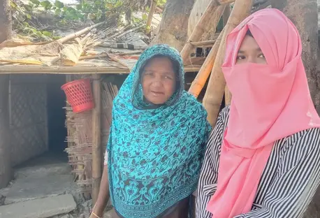 Rohingya refugees Roshida, right, and her grandmother in Cox's Bazar, Bangladesh.