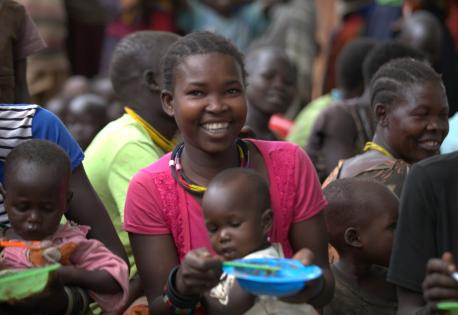 A mother attends a child nutrition class in Karamoja, Uganda.