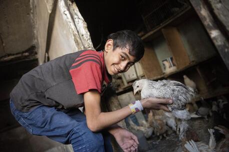 Fourteen-year-old Osama lives in Alta City, Rural Damascus, Syria.