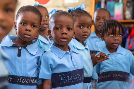 Students at the UNICEF-supported République des Etats Unis national school in the Canape-Vert neighborhood of Port-au-Prince, Haiti.