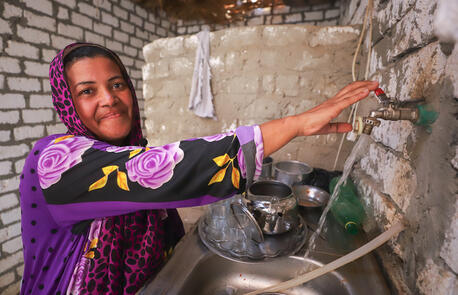 Ahlam Ayat's home in Egypt has access to safe water thanks to a partnership between UNICEF and the Baxter International Foundation. 