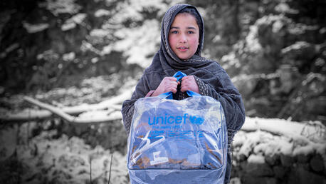 Girl with UNICEF backpack