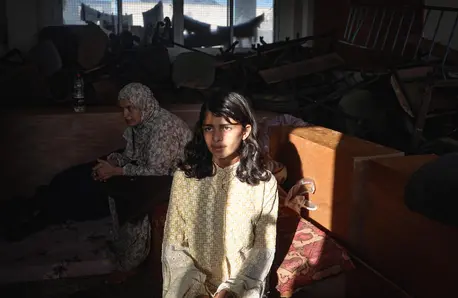 Gazal, 14, and her family were forced to flee Khan Younis in southern Gaza after their home was destroyed by bombardment.