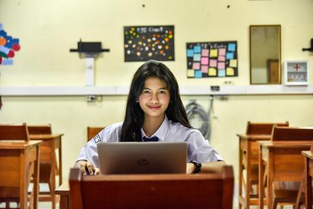- [ ] A 14-year-old student practices her coding skills at her junior high school in East Jakarta, Indonesia. 