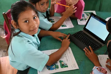 Children attend class at the Armenia Government School in Armenia, in the Cayo District of Belize.