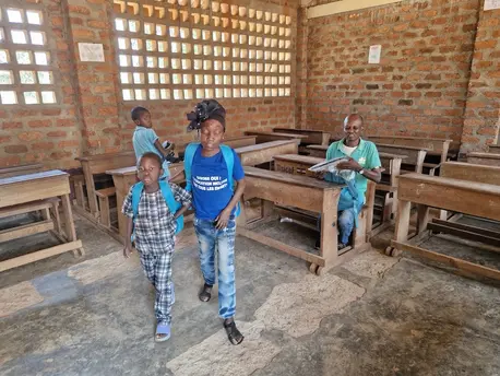 Children with disabilities learn in a school supported by UNICEF and Education Cannot Wait in the Central African Republic. 