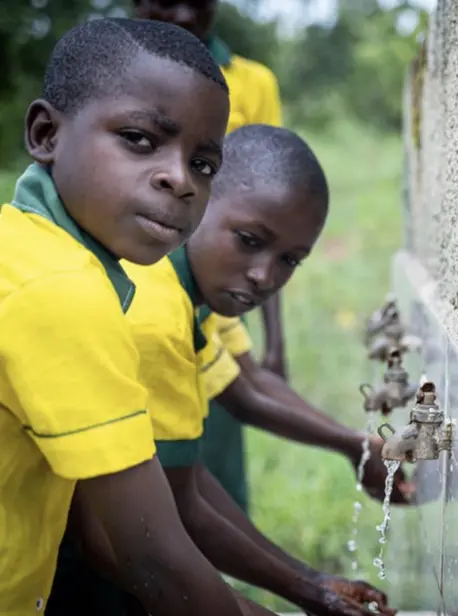 School children washing their hands in northern Nigeria.