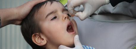 On 20 February 2014 in Turkey, a boy receives a dose of oral polio vaccine, in Osmaniye Province. Turkey