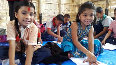 The children at the Kuleshwor School in Kathmandu are happy to be back in school.