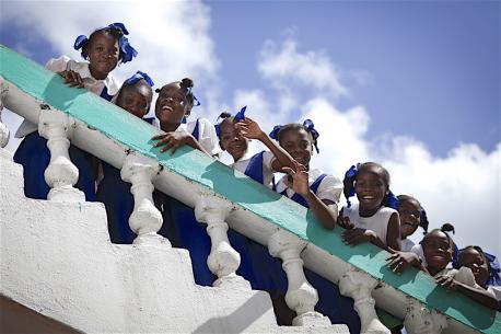 Haiti students at a school in Les Cayes, once of the most vulnerable areas of Haiti as Hurricane Matthew approaches