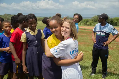 In September Lucy Meyer, official spokesperson for the Special Olympics — UNICEF USA, traveled with UNICEF Jamaica to tour the country’s newest educational facilities for children with special needs. In September Lucy Meyer, official spokesperson for the Special Olympics — UNICEF USA, traveled with UNICEF Jamaica to tour the country’s newest educational facilities for children with special needs.