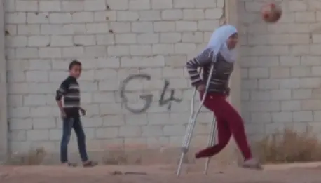 Saja, 12 years old, has been displaced in Aleppo, Syria for three years.