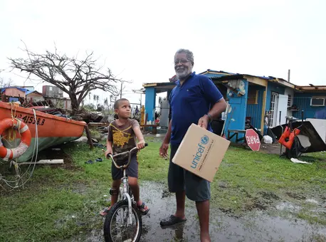 In October 2017, UNICEF and partners delivered hygiene kits to families in Humacao, Puerto Rico in the aftermath of Hurricane Maria. In October 2017, UNICEF and partners delivered hygiene kits to families in Humacao, Puerto Rico in the aftermath of Hurricane Maria.