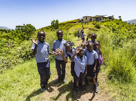 With help from UNICEF, the people of Plaisance, Haiti built The Beudoret National School on the top of a hill. With help from UNICEF, the people of Plaisance, Haiti built The Beudoret National School on the top of a hill.
