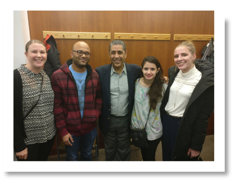 From left to right: Karin Broberg, Praveen Chackalayil, Congressman Espaillat, NYC Community Engagement Fellow Tori Curbelo, and Elise Bousquette 