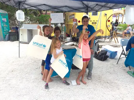 Children Under UNICEF Tent