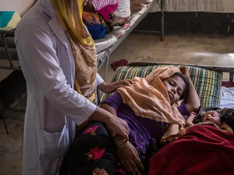After fleeing brutal violence in Myanmar, 18-year-old Hazera gave birth to her daughter at a UNICEF-supported health center in the Kutupalong camp for Rohingya refugees in Cox's Bazar, Bangladesh. After fleeing brutal violence in Myanmar, 18-year-old Hazera gave birth to her daughter at a UNICEF-supported health center in the Kutupalong camp for Rohingya refugees in Cox's Bazar, Bangladesh.