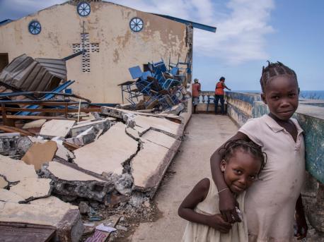 After their homes were damaged or destroyed by Hurricane Matthew, some 300 people sought shelter in a church in Jérémie. 