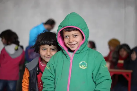 Hasan attends classes in a UNICEF-supported school in Jibreen receiving more than 600 internally displaced children from Aleppo, Syria.