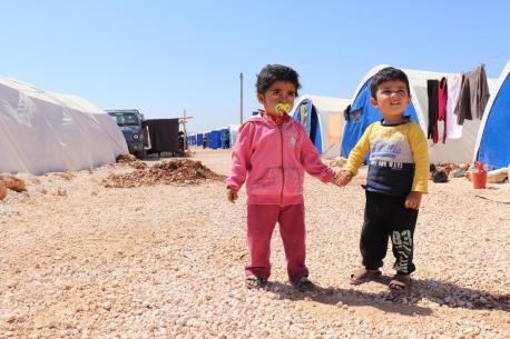 Approximately 4,000 Syrian families live in the Fafin makeshift camp for families displaced from the Afrin district. 