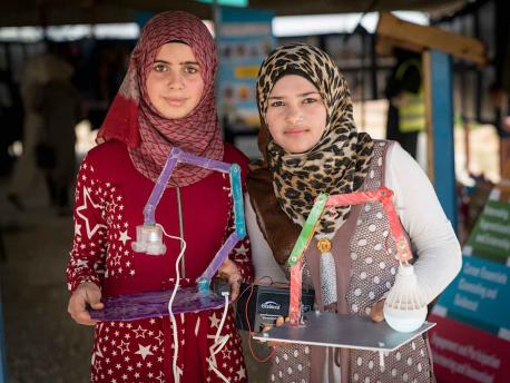 Young people fleeing Syria's civil war are creating inventions that solve refugee camp problems.
