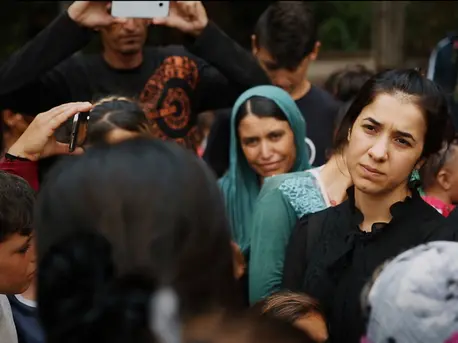"On Her Shoulders," a documentary about human rights activist Nadia Murad, premiered in New York City in November 2018. Unicef, Nadia Murad, sexual violence against women, "On Her Shoulders"