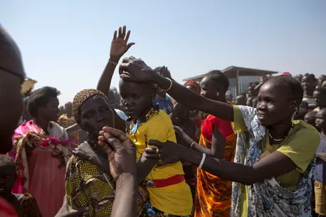 Joyful family members are reunited with their missing children in South Sudan, with help from UNICEF. Joyful family members are reunited with their missing children in South Sudan, with help from UNICEF.