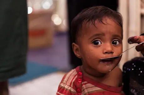Rohingya refugee Parmina, 11 months old, being treated for severe acute malnutrition by UNICEF and partners in Bangladesh, December 2017. Rohingya refugee Parmina, 11 months old, being treated for severe acute malnutrition by UNICEF and partners in Bangladesh, December 2017.