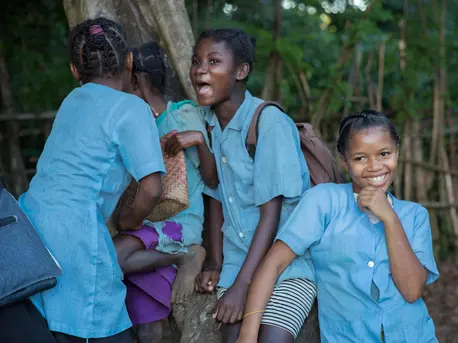 Girls from the junior secondary school in Madagascar's Marofarihy-Vatovavy Fitovinany Region. The school participates in the Let Us Learn program supported by UNICEF and Zonta International. unicef, madagascar, education, educating girls, zonta international, let us learn