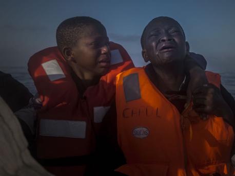 Children Crying in Life Jackets