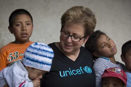 UNICEF USA President and CEO Caryl M. Stern visits with children in Guatemala in 2015. UNICEF USA President and CEO Caryl M. Stern visits with children in Guatemala in 2015.