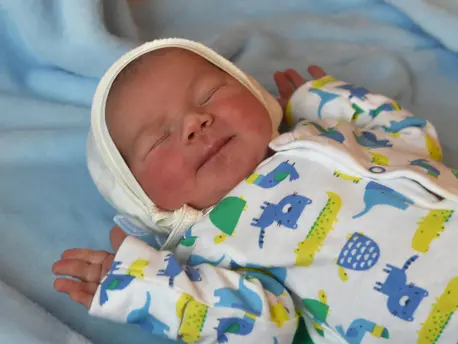 On 1 January 2019 in Ukraine, a newborn baby boy lies on a bed at the Kyiv perinatal centre in Kyiv. UNICEF, Ukraine, Every Child Alive, newborn care