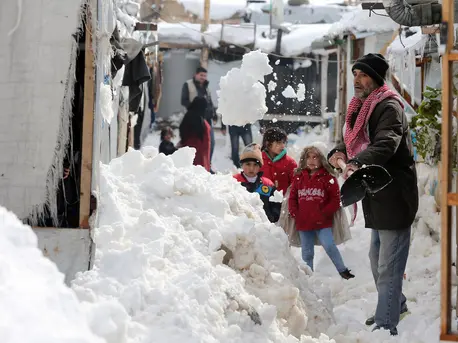 On 10 January 2019 in Baalbeck, Lebanon, Syrian refugees living in informal tented settlements in Arsal struggle with dire conditions that have worsened after a strong storm hit Lebanon on 6 January. UNICEF, Lebanon, Syrian refugees, winter, winterization, humanitarian aid