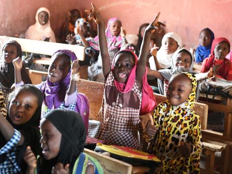 Students attending class in an Islamic school in Biankouma, a village in the west of Côte d'Ivoire.