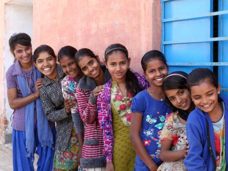 Young adolescent girls in Husangar village, Sri Dungargarh block, Bikaner district, Rajasthan, India in 2018.