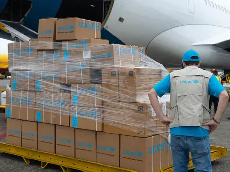An Airbus plane carrying 9 tons of UNICEF medical supplies arrived in Panama on March 7, 2020. The supplies were prepositioned to support the regional response to the COVID-19 pandemic. An Airbus plane carrying 9 tons of UNICEF medical supplies arrived in Panama on March 7, 2020. The supplies were prepositioned to support the regional response to the COVID-19 pandemic.