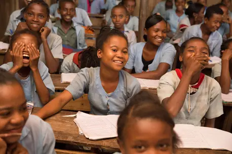 Crowd of Children Smiling