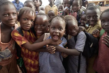 Children in Guinea, where one-third of the population lacks access to safe water, a basic human right — and where UNICEF is working to change that. Children in Guinea, where one-third of the population lacks access to safe water, a basic human right — and where UNICEF is working to change that.