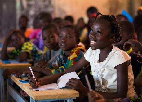 A 13-year-old girl attends class in Kaya, Burkina Faso.
