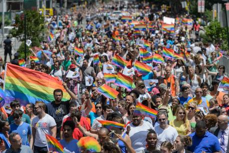 People Marching at Pride Parade