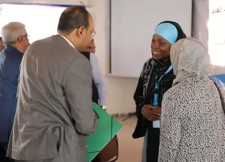 UNICEF Yemen Representative Sara Beysolow Nyanti (second from right) in Sana'a, Yemen. 