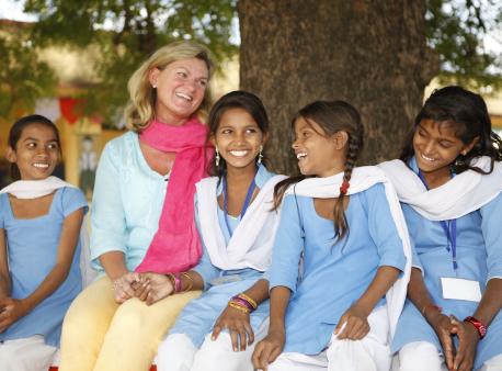 Maria Rajasthan laughing with girls