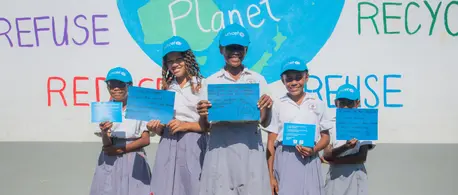 Young Girls with UNICEF Hats